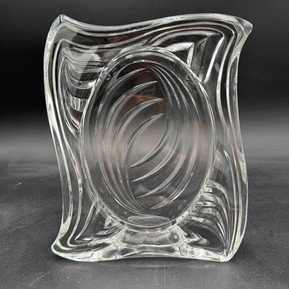 Vintage Mikasa Lead Crystal Emotion 4.5" x 6.5" Photo  Swirl Oval Frame 9" x 7" - Picture 1 of 9
